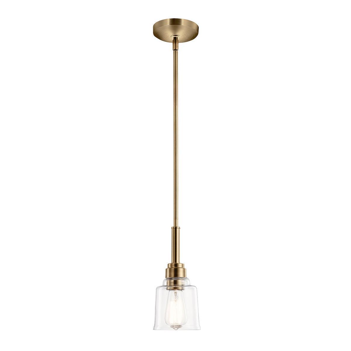 Kichler Avian 1 Light Brass Pendant - Clear Glass Shade-warehouse-clearance-140826
