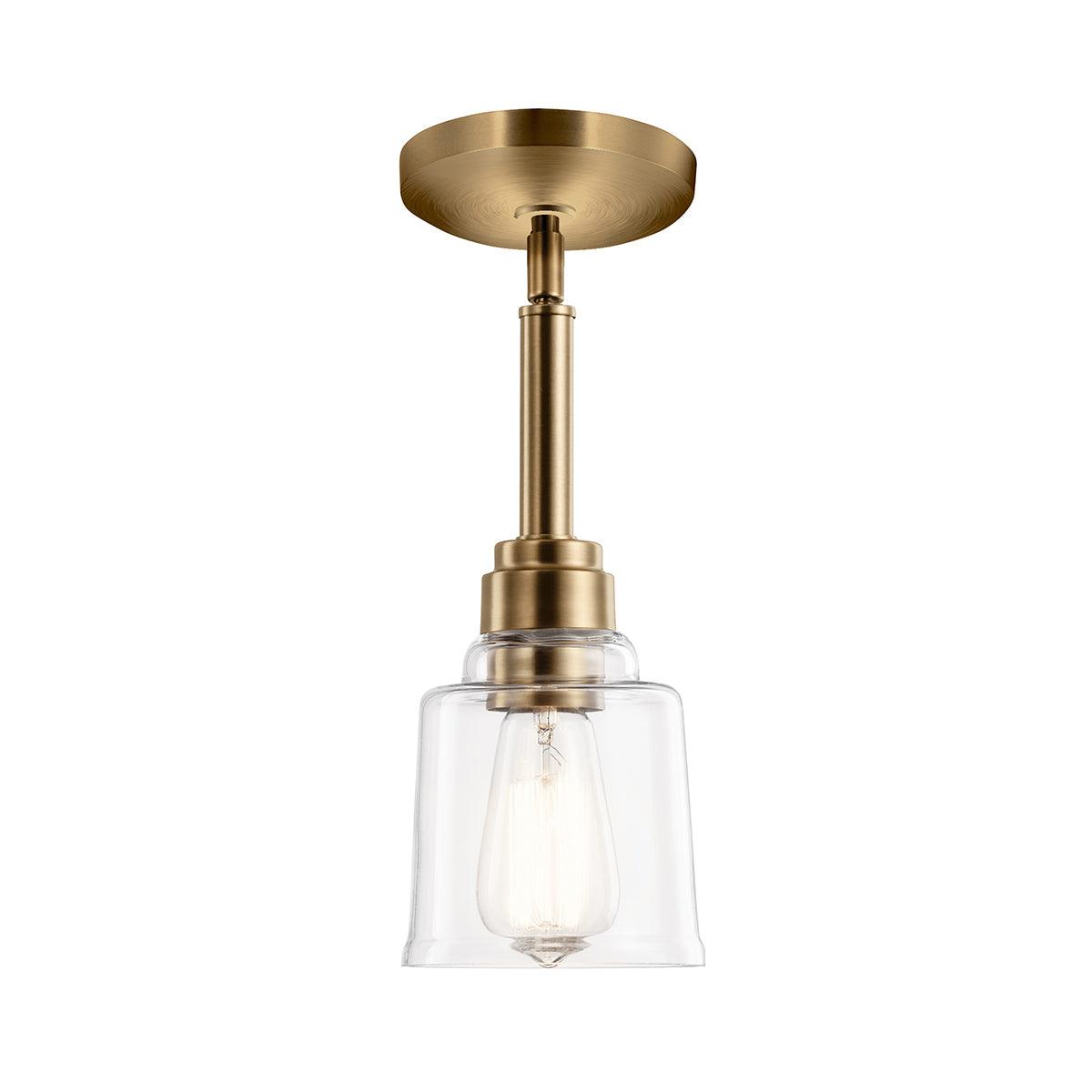 Kichler Avian 1 Light Brass Pendant - Clear Glass Shade-warehouse-clearance-140826
