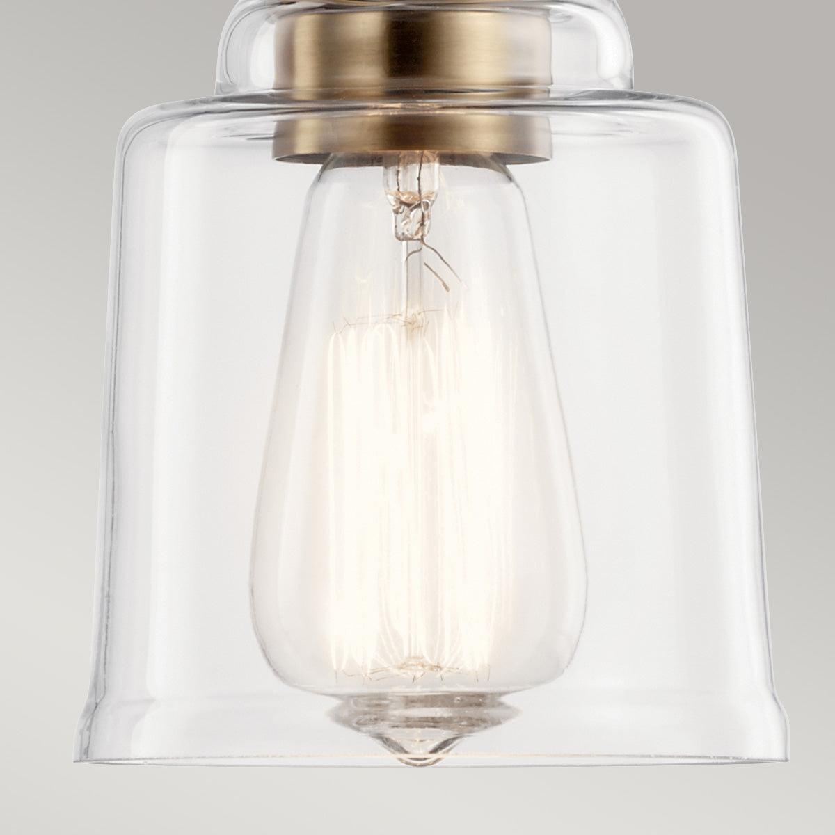 Kichler Avian 1 Light Brass Pendant - Clear Glass Shade-warehouse-clearance-140826