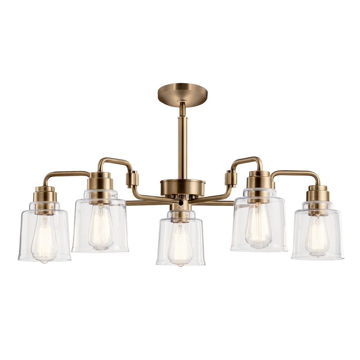Kichler Avian 5 Light Brass Chandelier - Clear Glass Shades