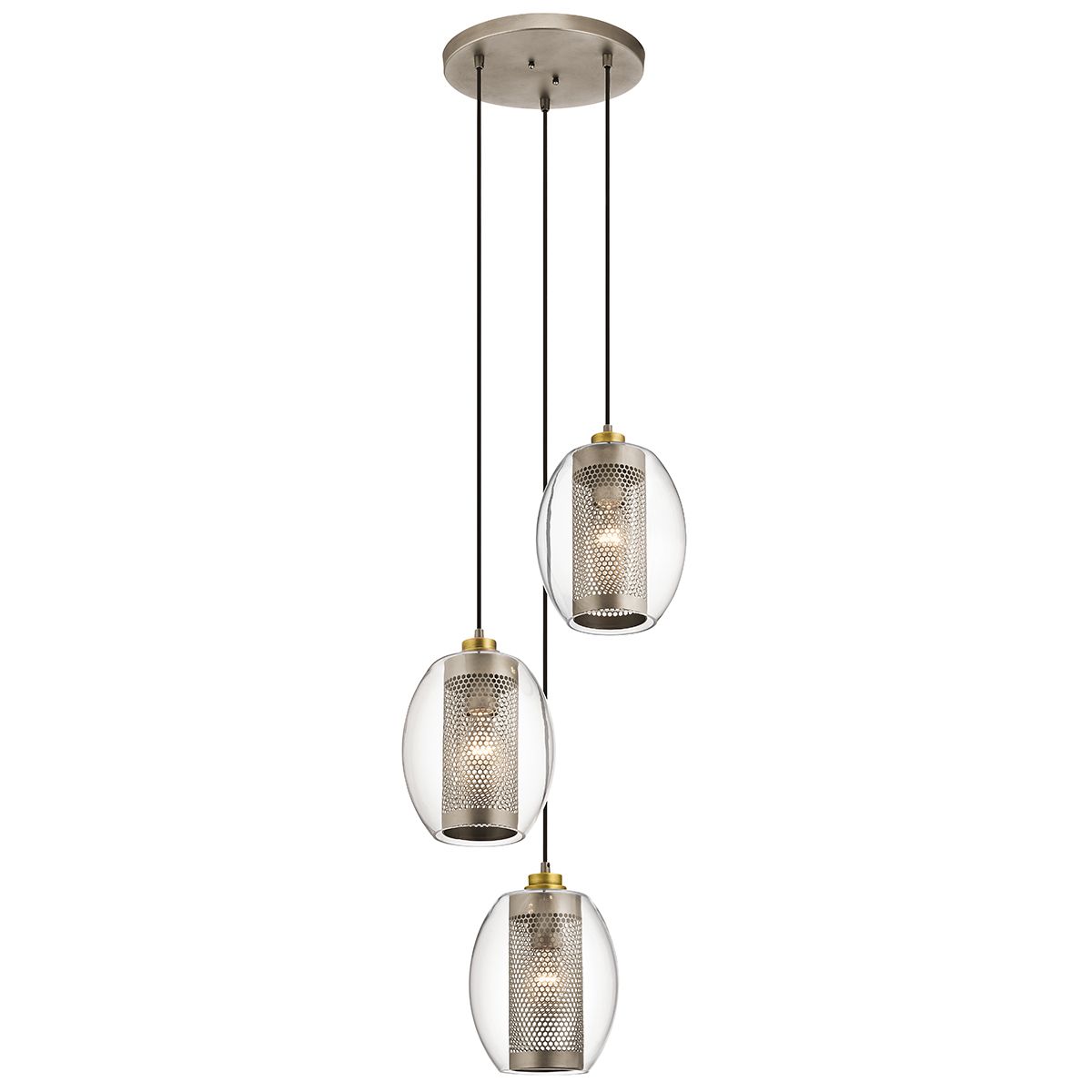 Asher 3 Light Pewter Ceiling Pendant Light Circle Plate by Kichler Lighting KL-ASHER-3PC-AP