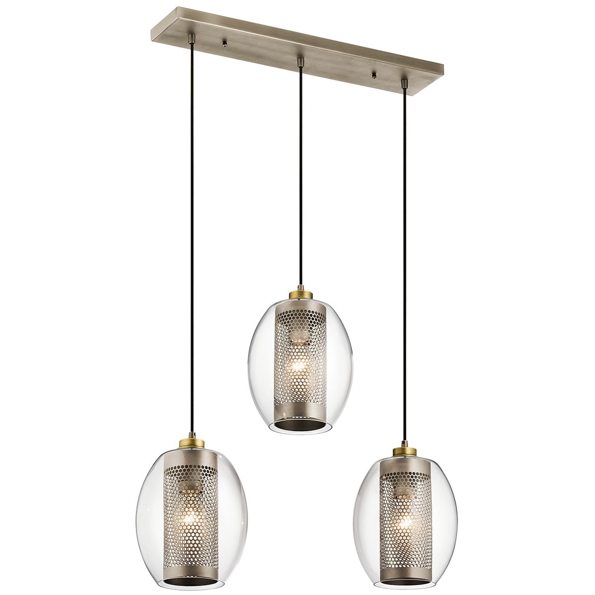 Asher 3 Light Pewter Ceiling Pendant Light Square Plate by Kichler Lighting KL-ASHER-3PR-AP