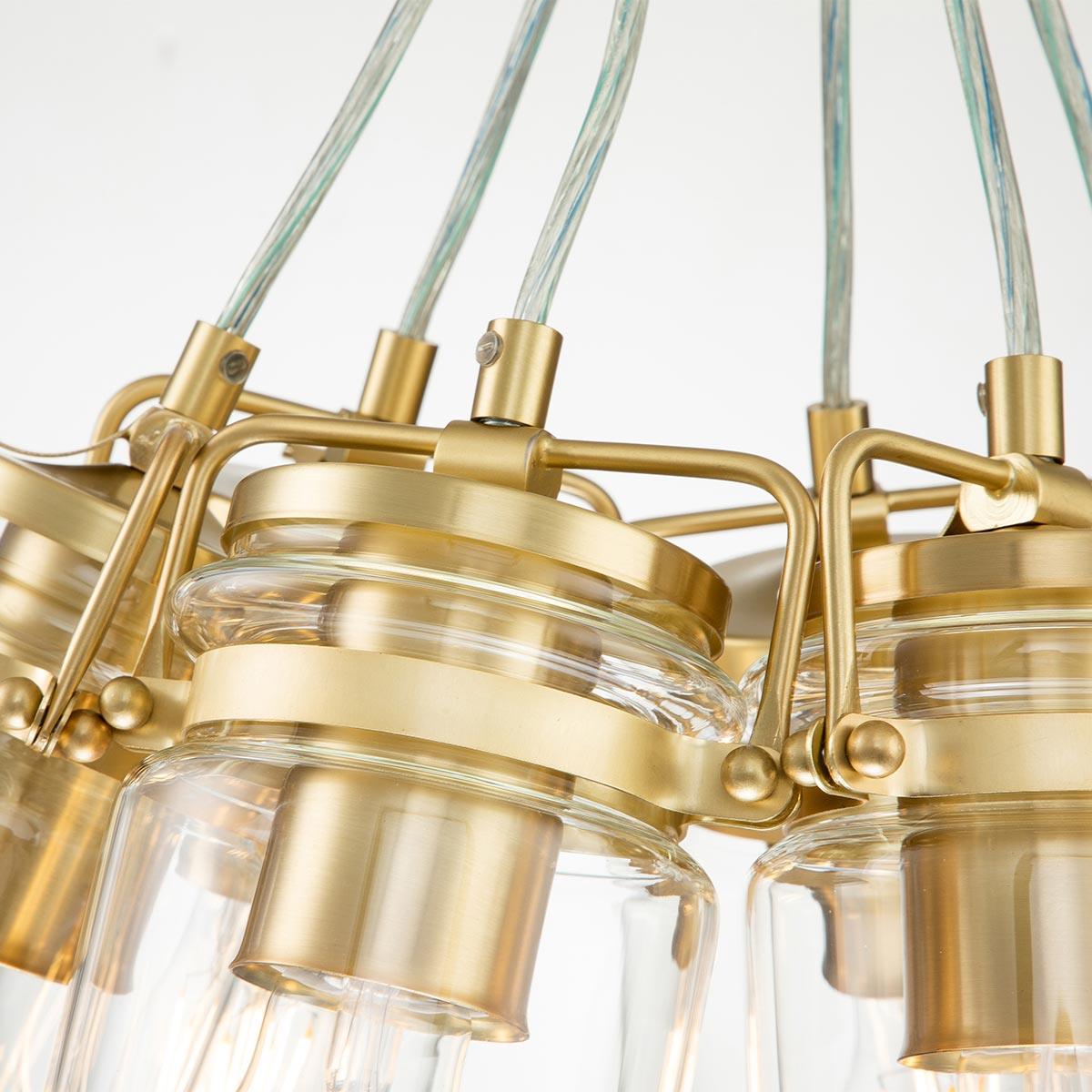 Kichler Brindley 6 Light Brass Pendant - Clear Glass Shades