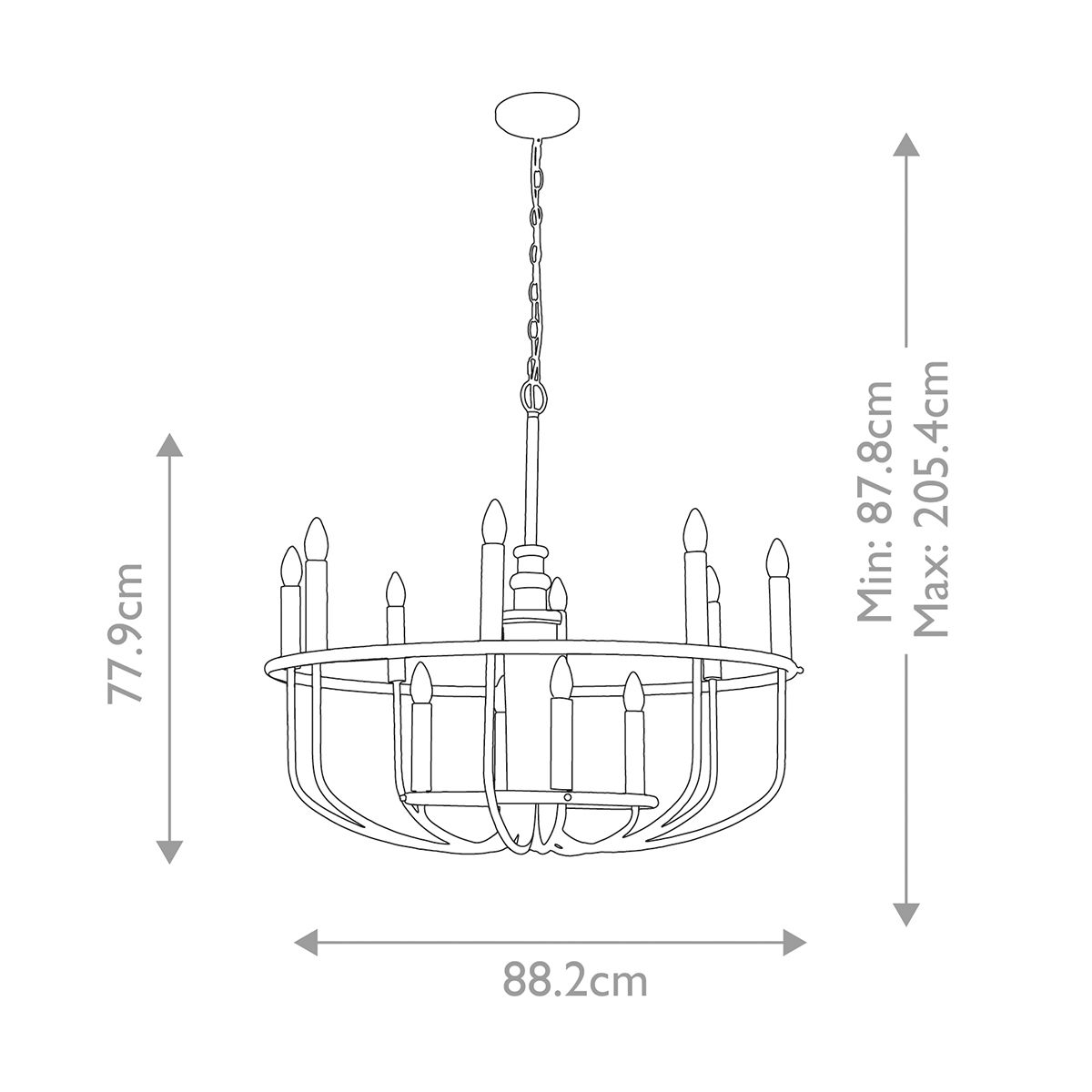 Capitol Hill 12 Light Brass Chandelier