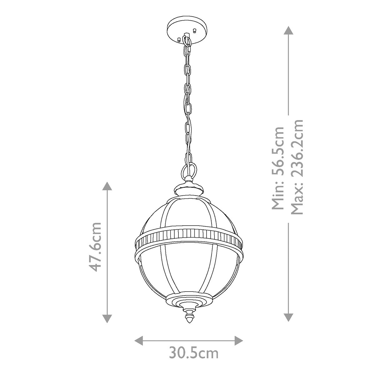Kichler Halleron 3 Light Bronze Outdoor Chain Lantern