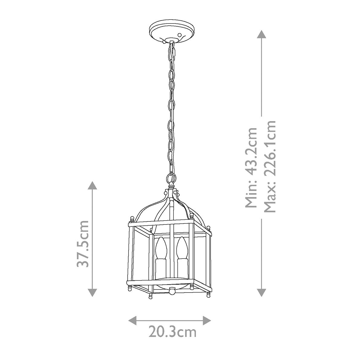 Kichler Larkin Bronze Small Ceiling Lantern - 2 Light