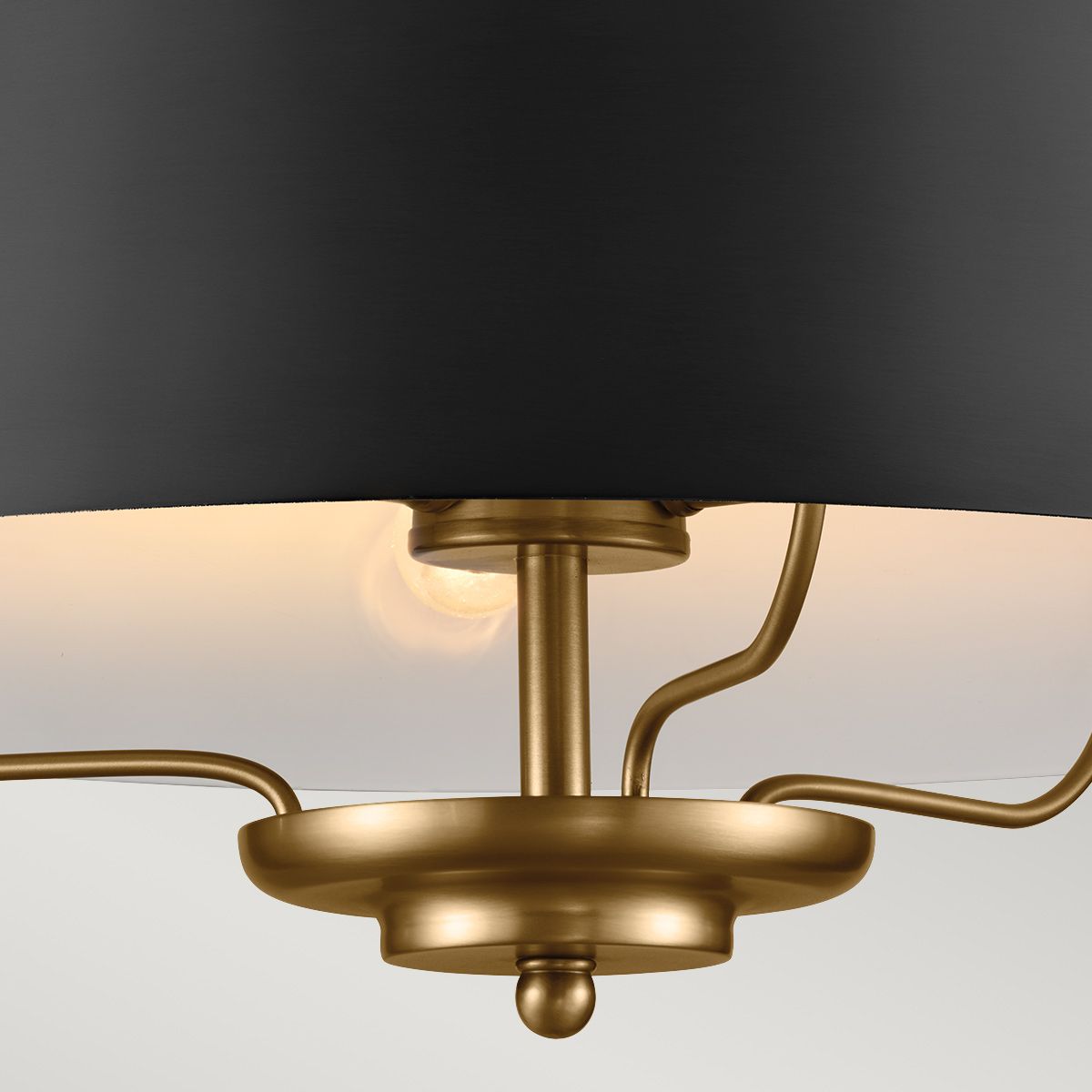 Luella 3 Light Duo Mount Black and Brass Pendant or Flush Ceiling Light