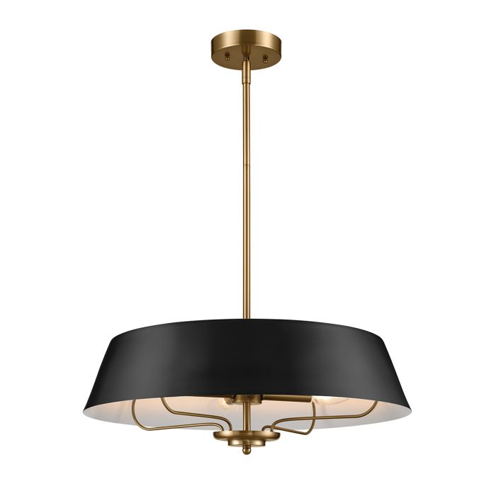 Luella 4lt Duo-Mount Black & Brass Living Room Pendant/Flush Ceiling LIght by Kichler Lighting KL-LUELLA-4P-BKB
