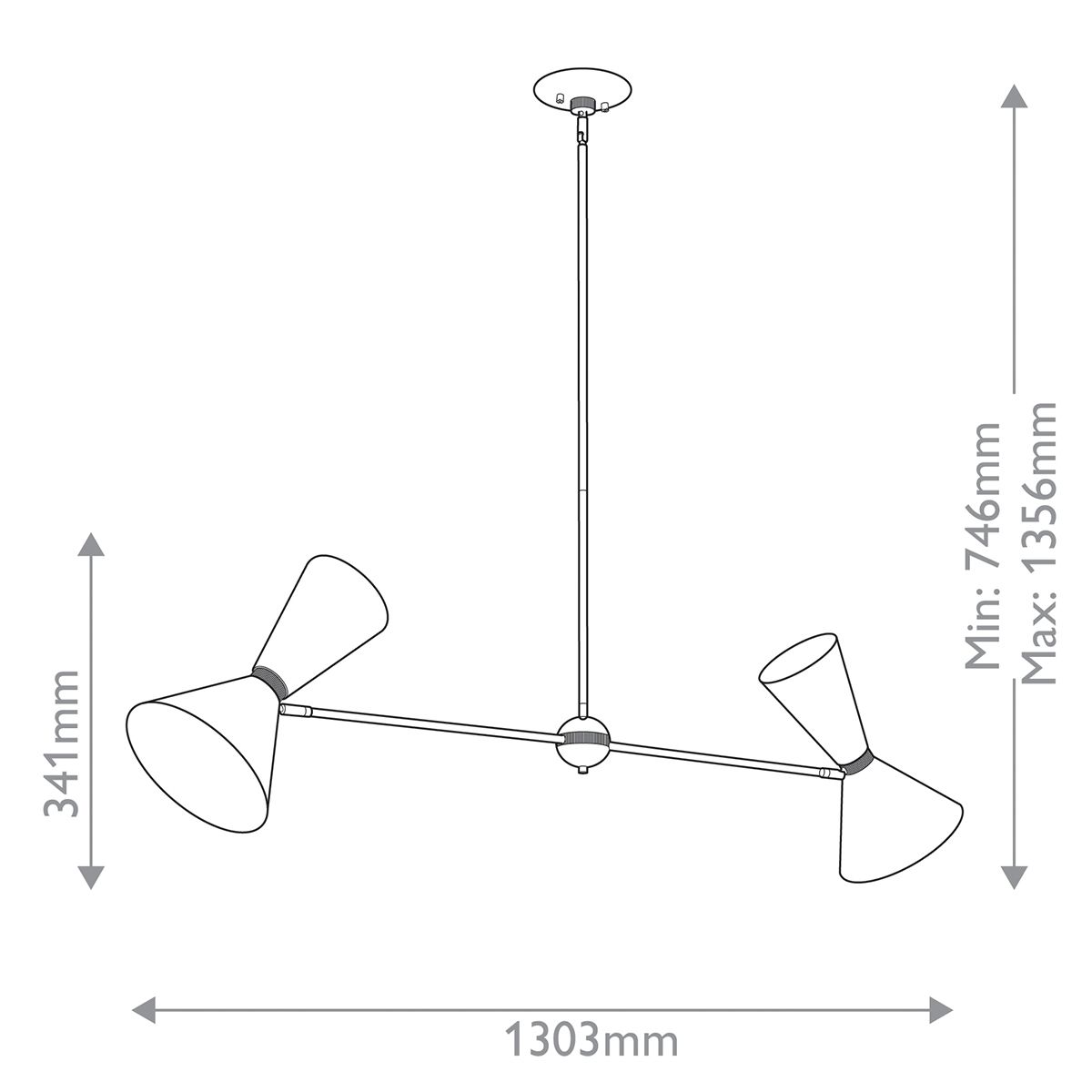 Kichler Phix 2 arm, 4 light up and down linear Chandelier