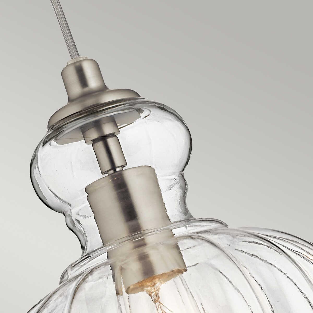 Kichler Riviera 1 Light Brushed Nickel Pendant Ceiling - 23cm-warehouse-clearance-140826