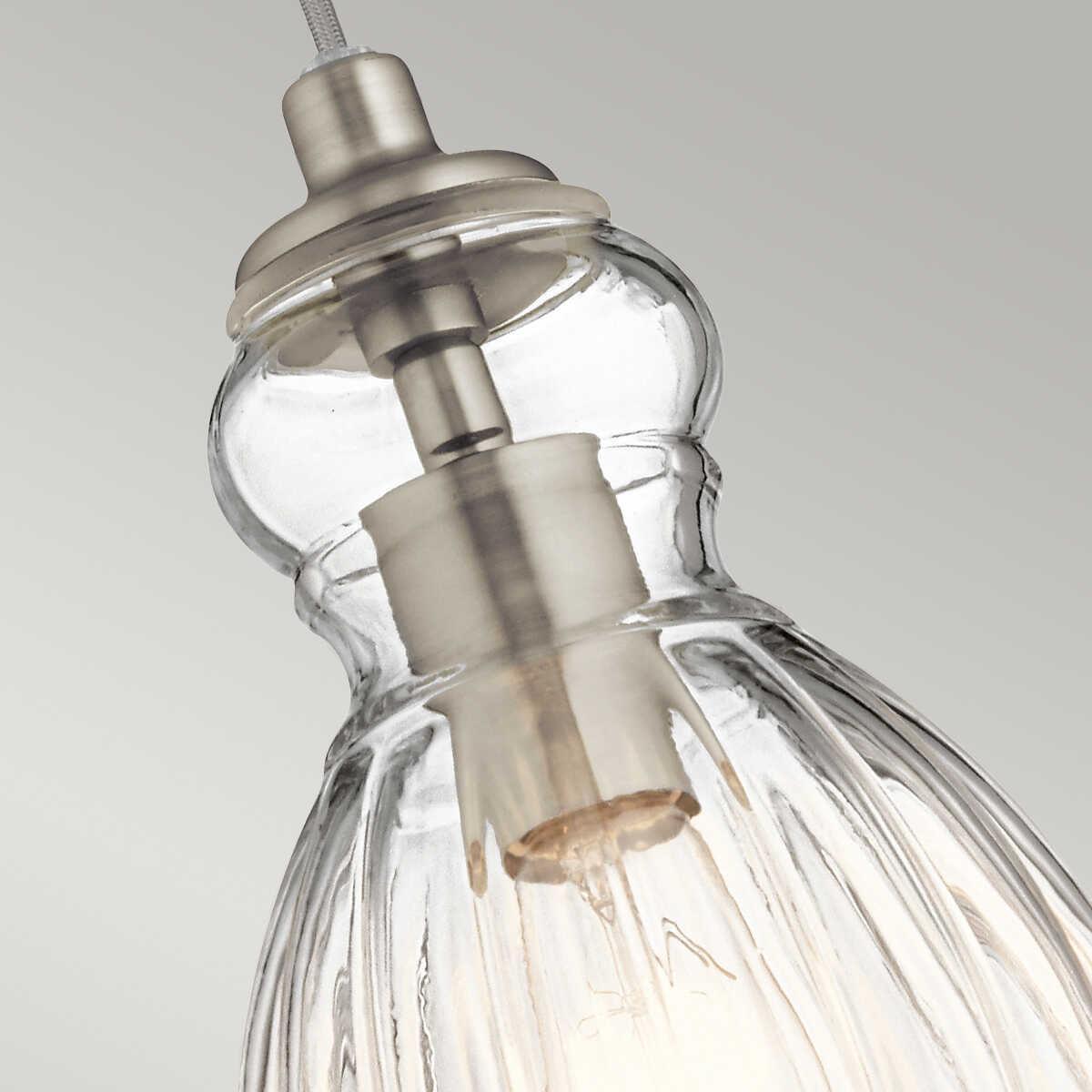 Kichler Riviera 1 Light Brushed Nickel Pendant Ceiling - 16cm-warehouse-clearance-140826