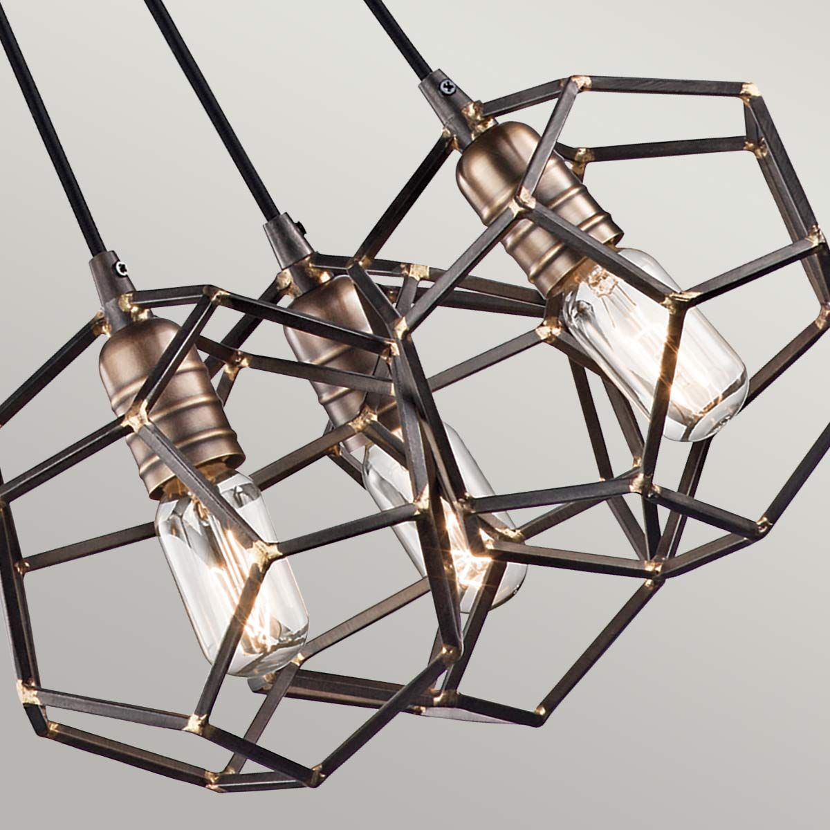 Kichler Rocklyn 3 Light Chandelier Ceiling Light - Raw Steel