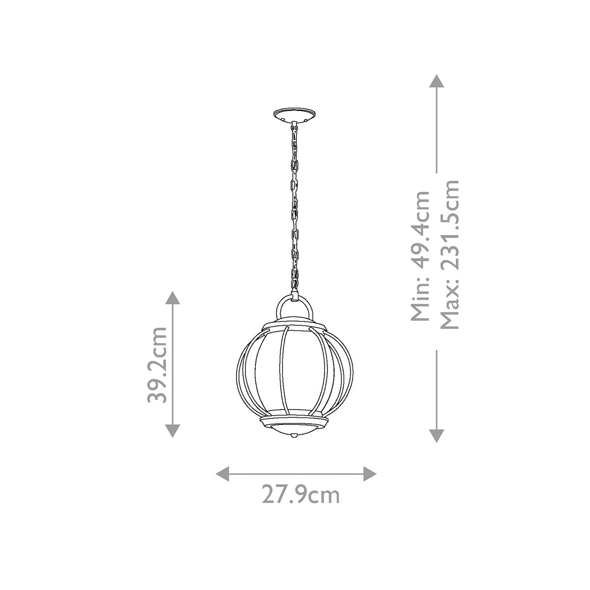 Kichler Vandalia Black Outdoor 1 Light Pendant