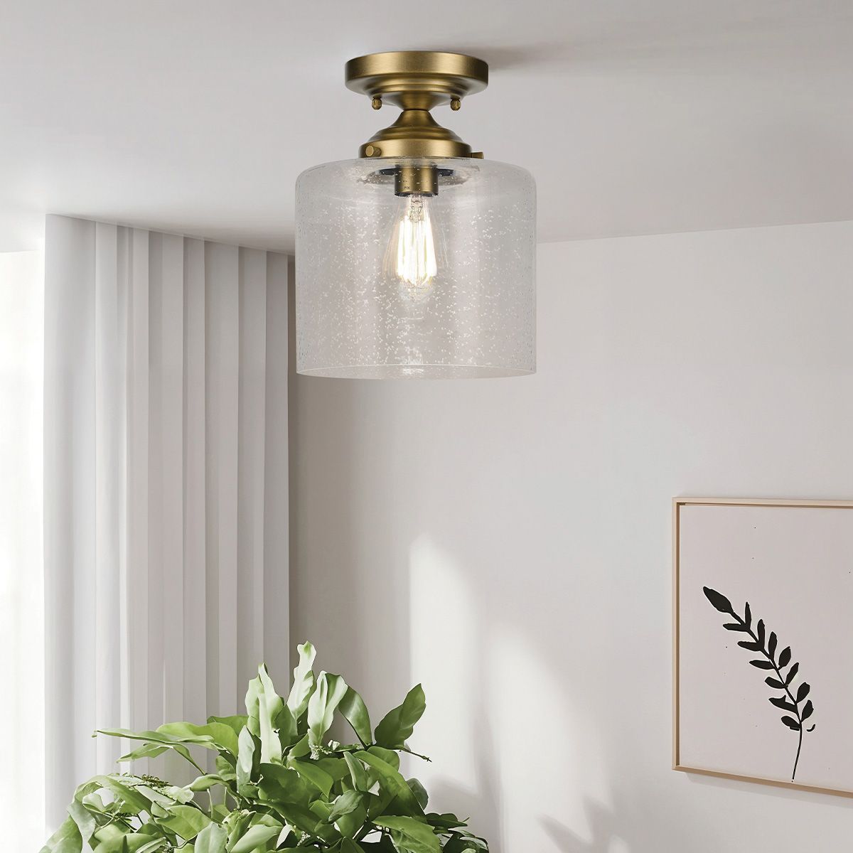Kichler Winslow Brass Semi-Flush Ceiling Light