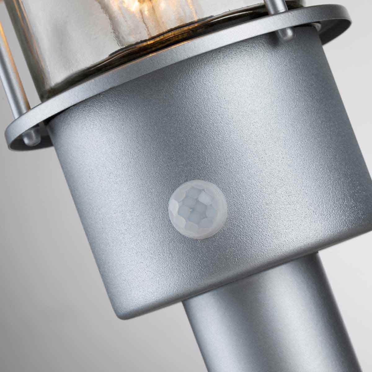 Klampenborg 1 Light Silver Outdoor Pedestal - PIR Sensor