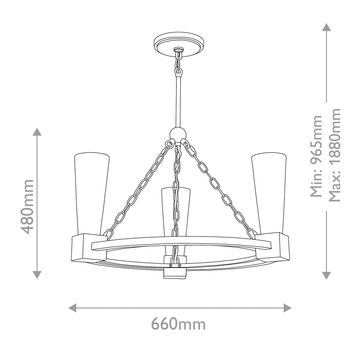Elstead Kristy 3 Light Gold Chandelier