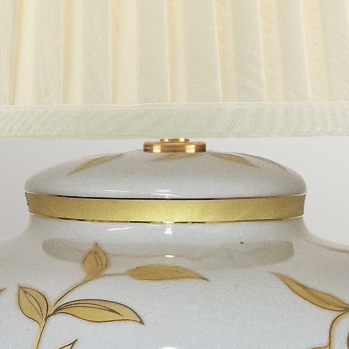 Leaves Brown & Gold Ceramic Table Lamp Elstead Lighting