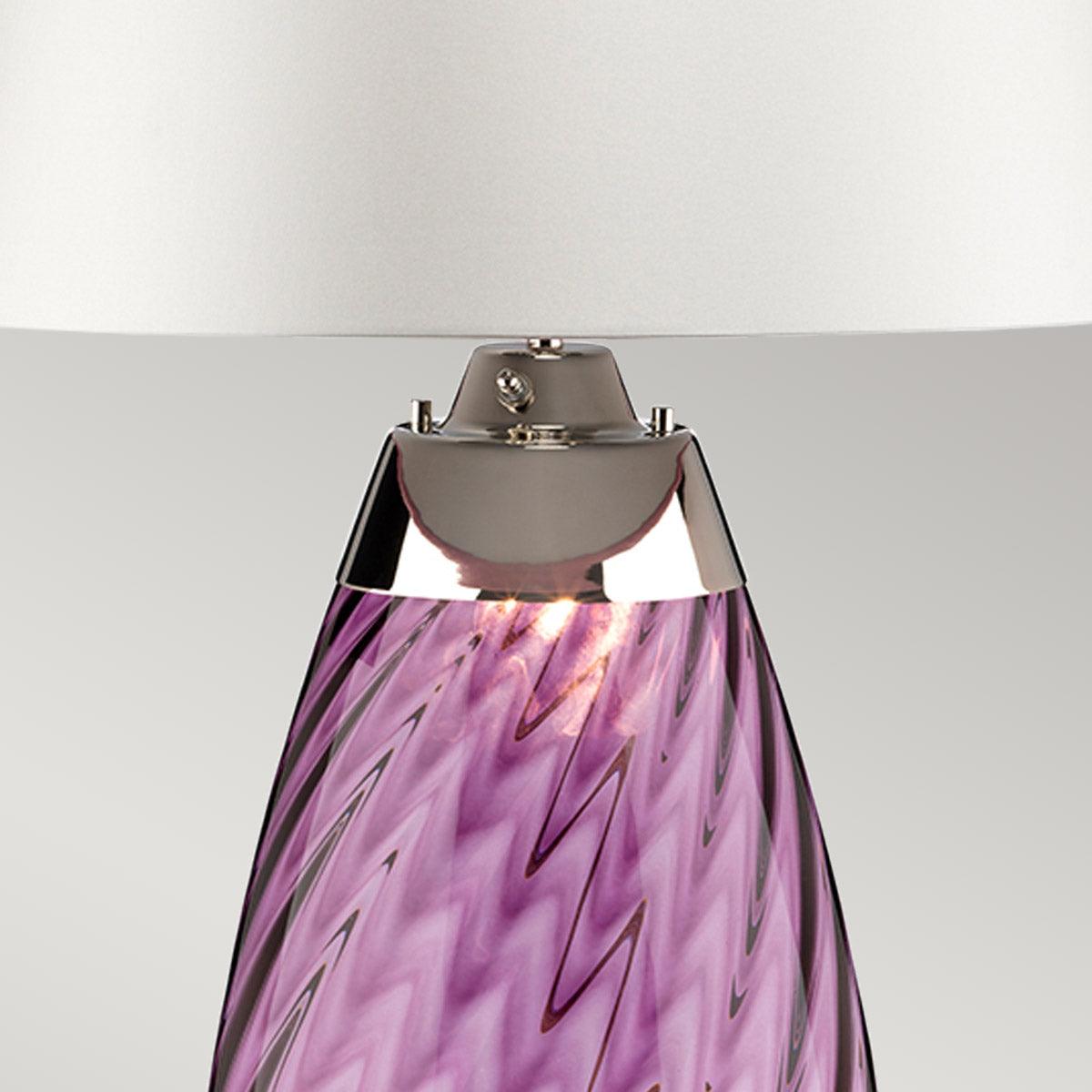 Lena 2 Light Large Plum Glass Table Lamp - Off-white Shade