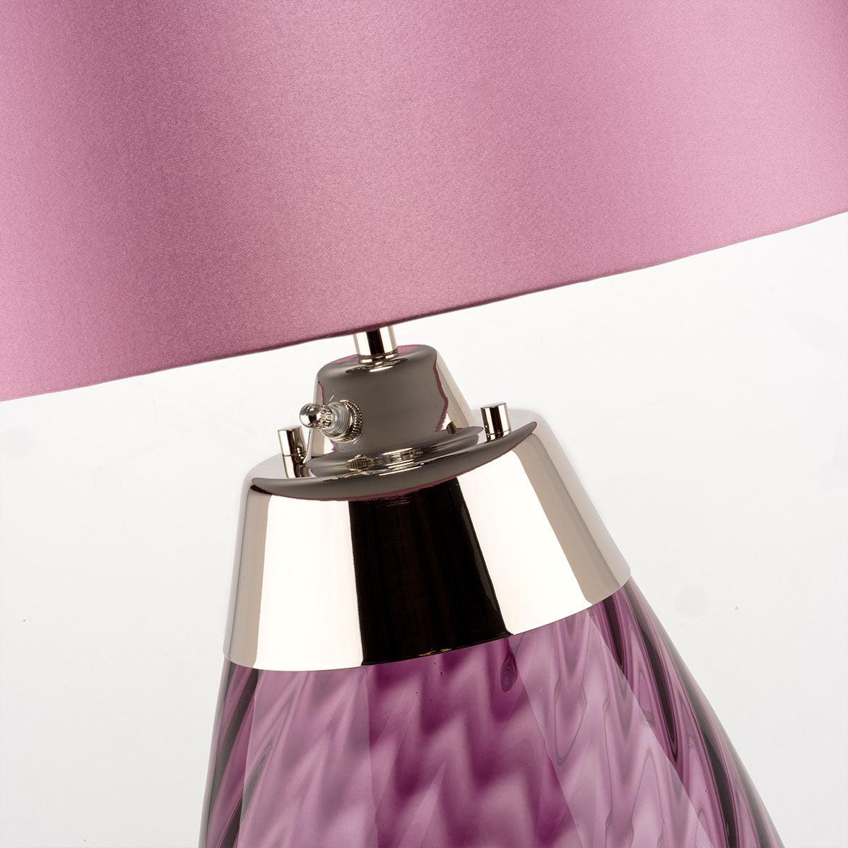 Lena 2 Light Large Plum Glass Table Lamp Elstead Lighting