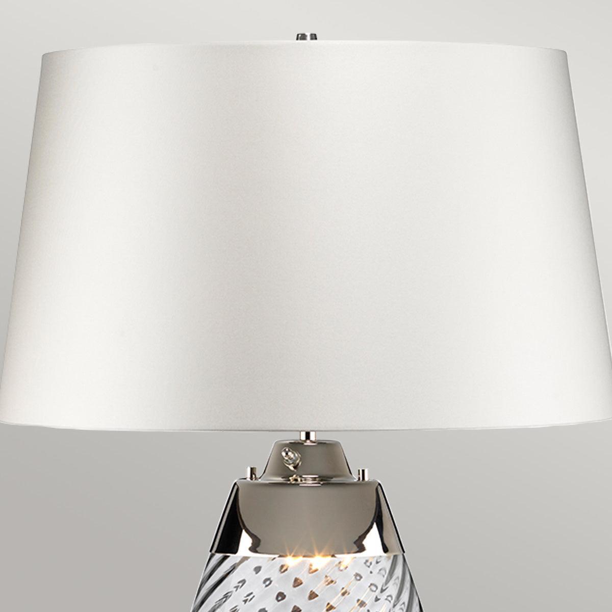 Lena 2 Light Small Smoke Glass Table Lamp - Off-White Shade
