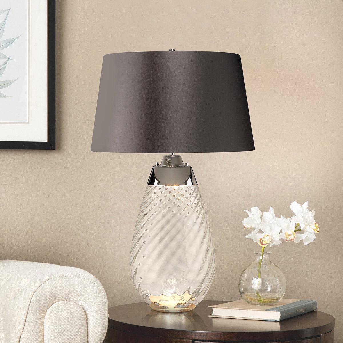 Lena 2 Light Small Smoke Glass Table Lamp Elstead Lighting