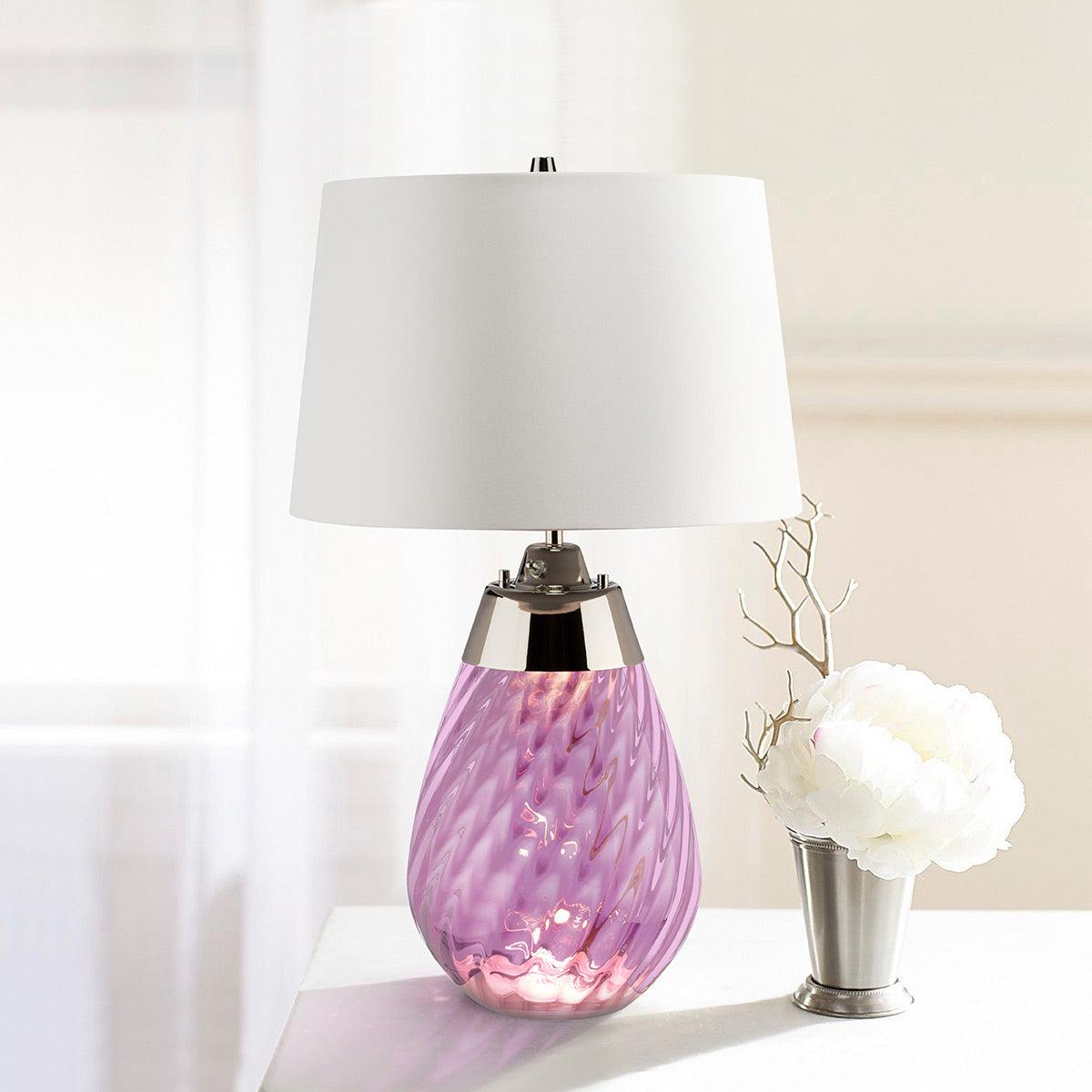 Lena 2 Light Small Plum Glass Table Lamp - Off-white Shade
