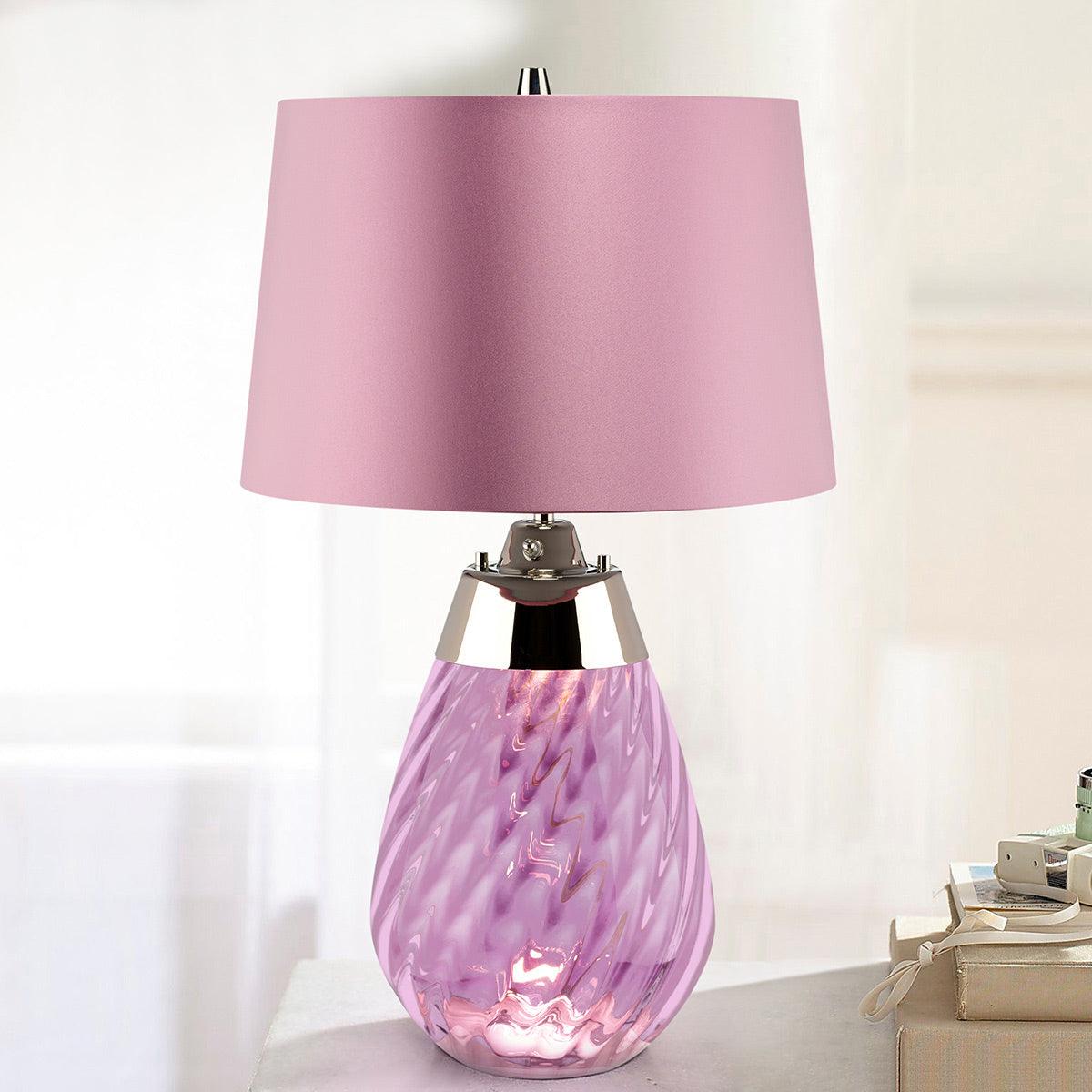 Lena 2 Light Small Plum Glass Table Lamp Elstead Lighting