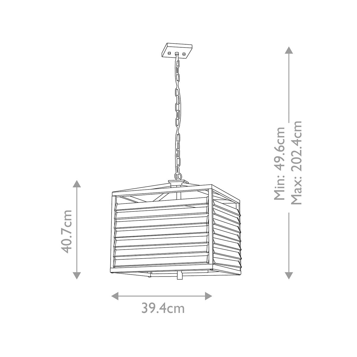 Elstead Louvre 4 Light Gunmetal Pendant - Clear Glass Slats
