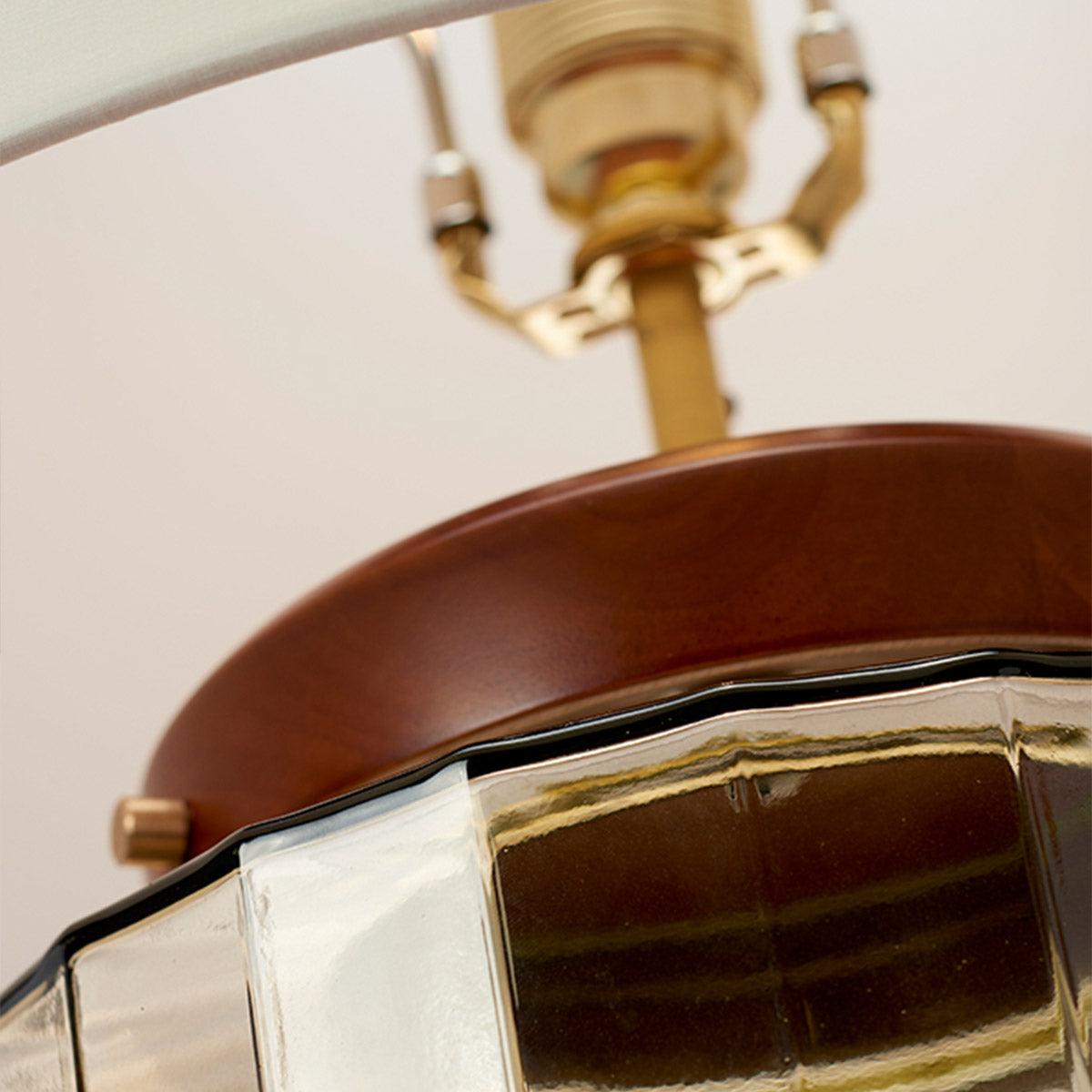 Luga Brass & Smoke Glass Table Lamp Elstead Lighting