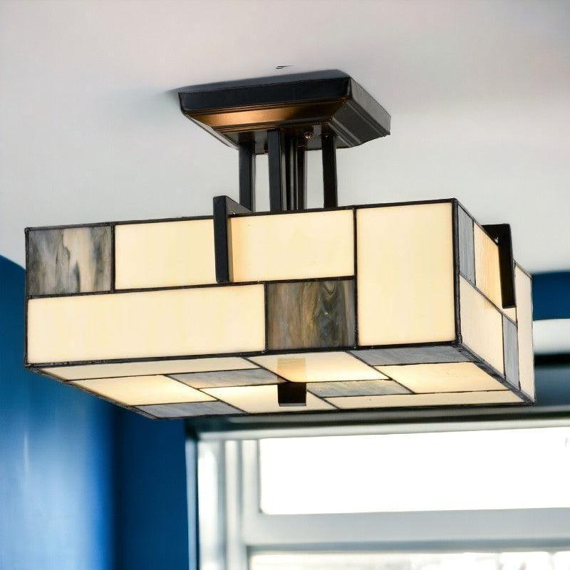 Manchester Semi-Flush Tiffany Ceiling Light-WAREHOUSE-40-250226