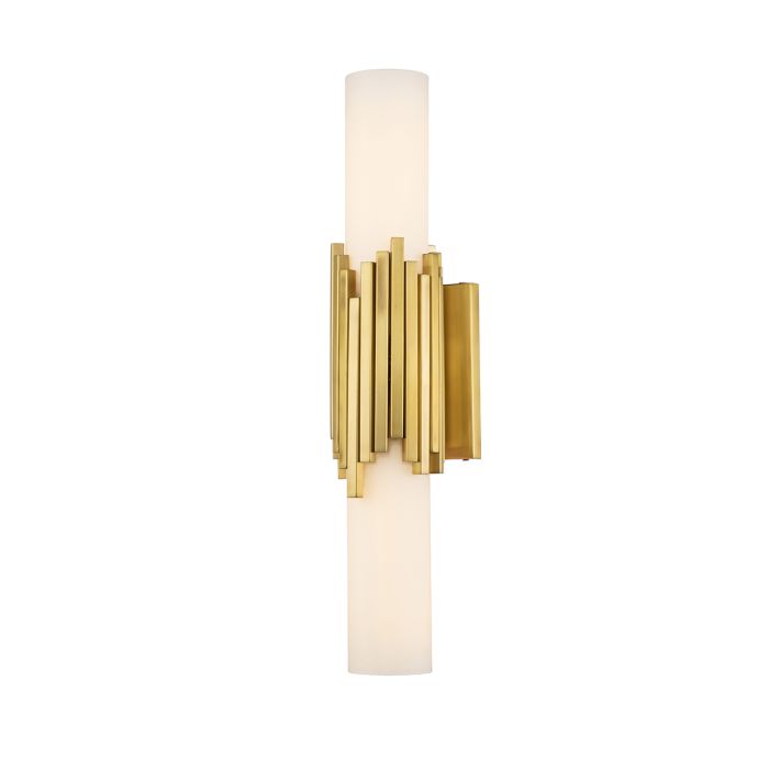 Elstead Marvele Double Brass Art Deco Wall Light MARVELE-2WB-AB-OPAL by Elstead Lighting