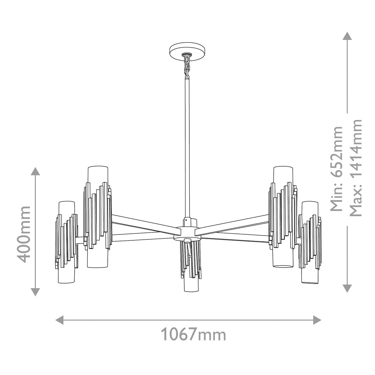 Elstead Marvele 10 Light Brass Art Deco Chandelier