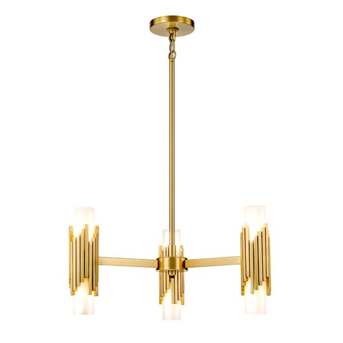 Elstead Marvele Living Room 6 Light Art Deco Chandelier by Elstead Lighting MARVELE6-AB-OPAL