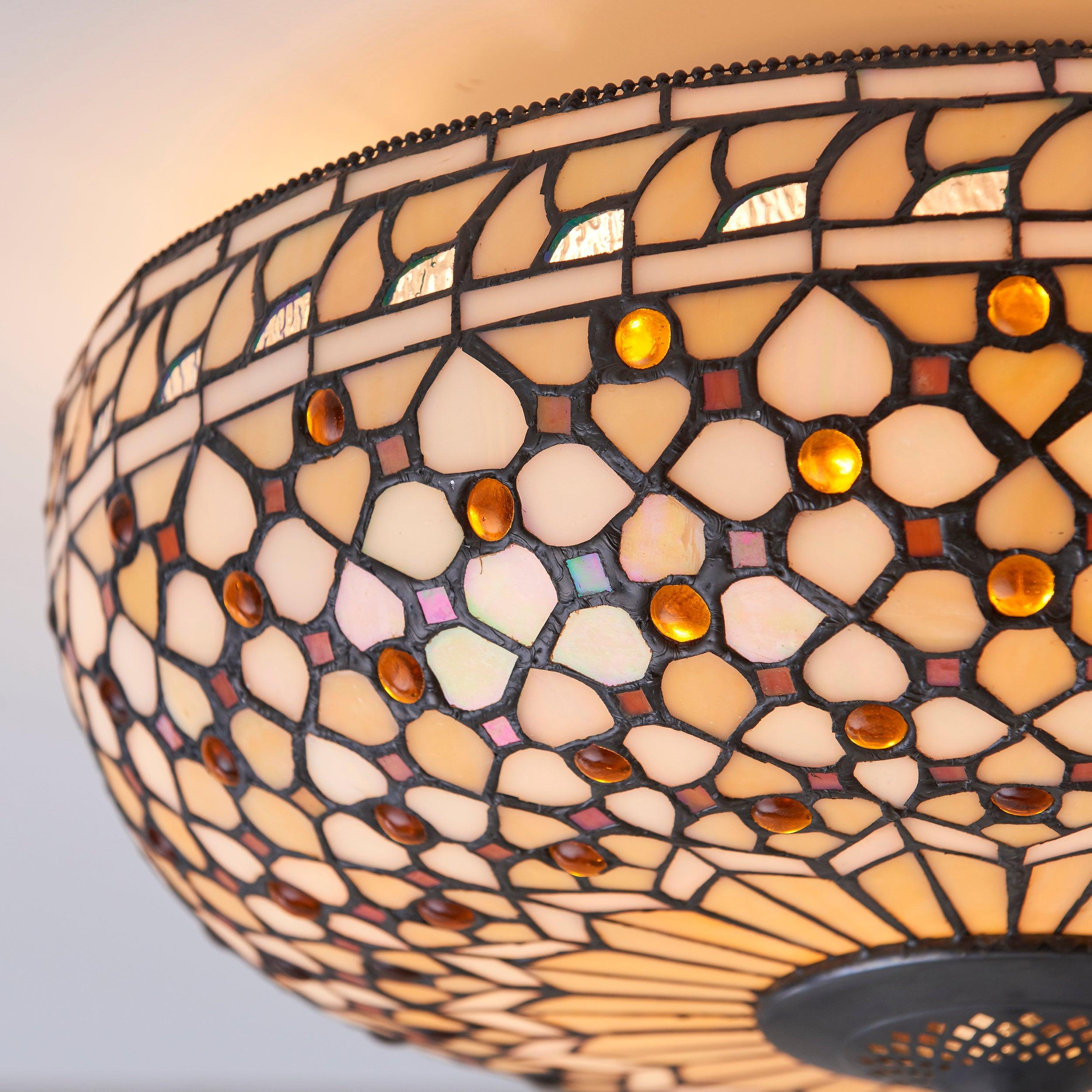 Interiors 1900 Mille Feux Large Flush Tiffany Ceiling Light