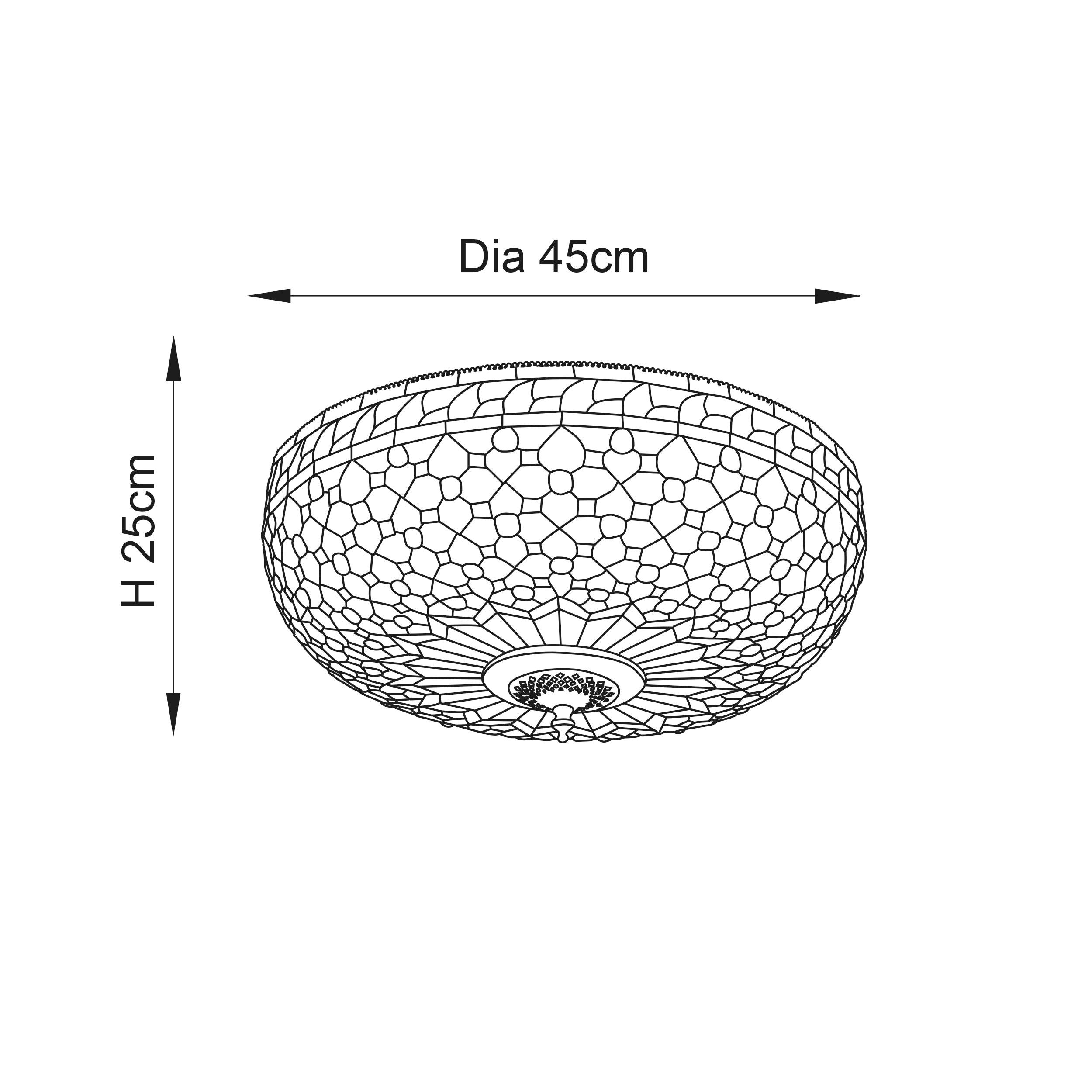 Interiors 1900 Mille Feux Large Flush Tiffany Ceiling Light