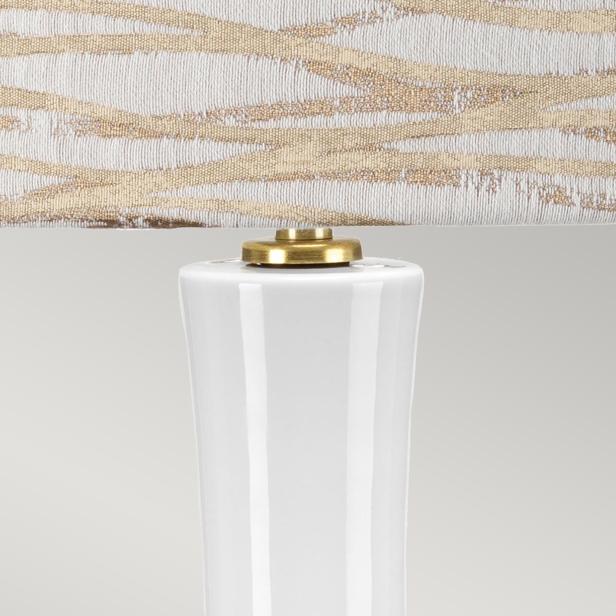 Milo White Ceramic Table Lamp with White & Beige Shade