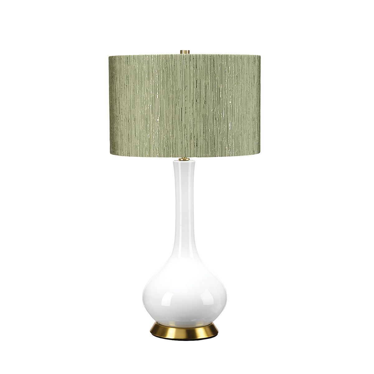 Milo White Ceramic Table Lamp with Green Shade