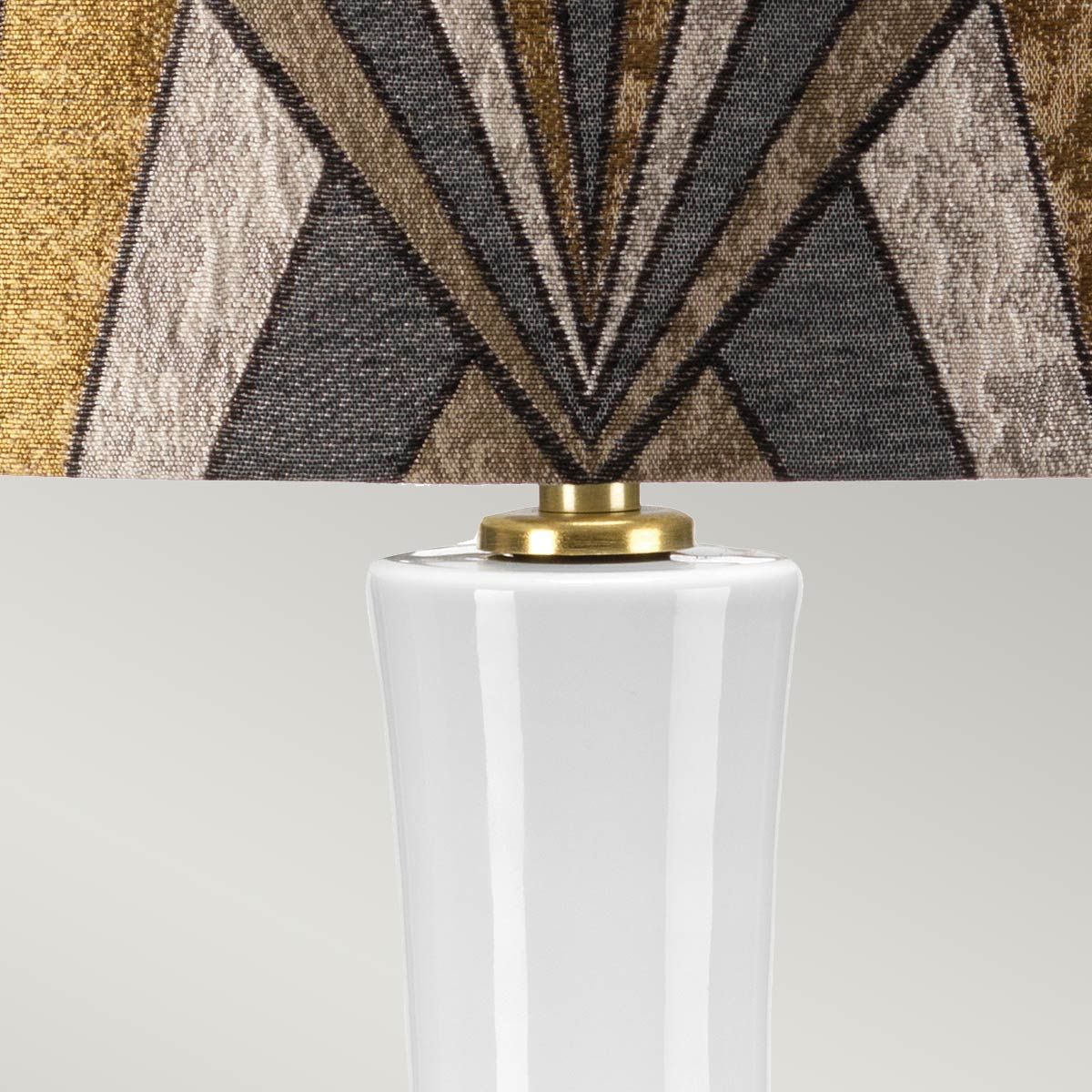 Milo White Ceramic Table Lamp with Geometric Pattern Shade