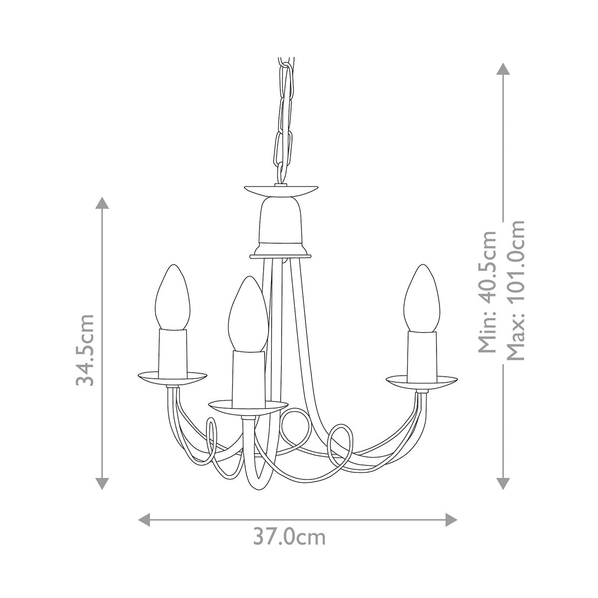 Elstead Minster Black 3 Light Chandelier Ceiling Light