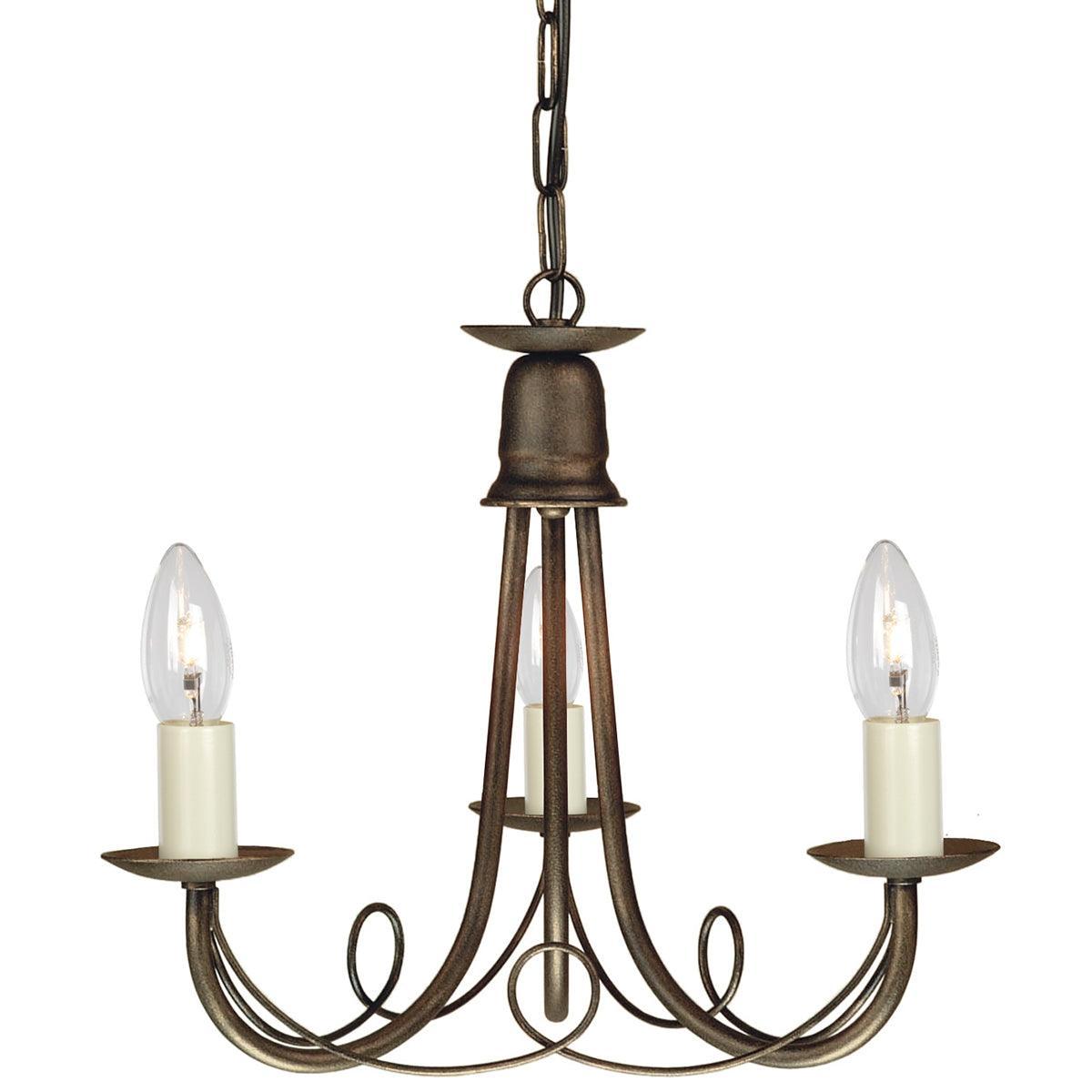 Elstead Minster Black & Gold 3 Light Chandelier-OPEN-BOX-100326