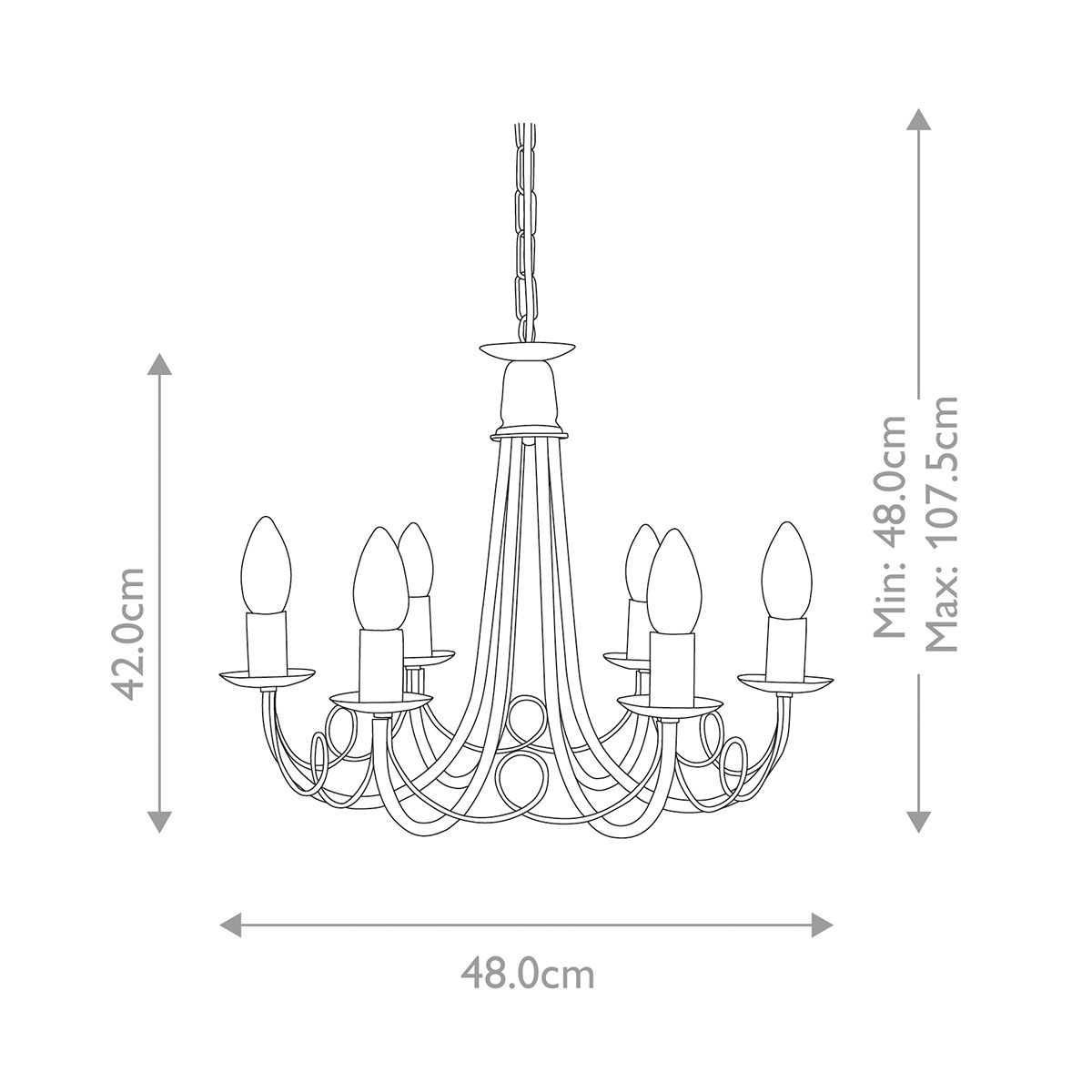 Elstead Minster Black & Gold 6 Light Chandelier