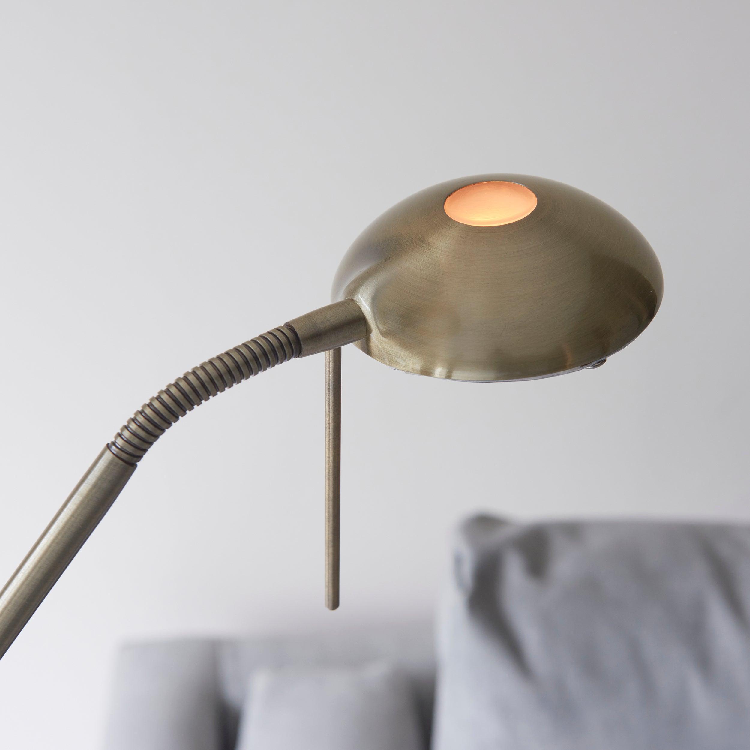 monaco antique nickel finish and opal glass floor lamp by Endon Lighting Dining Room Close Up Image