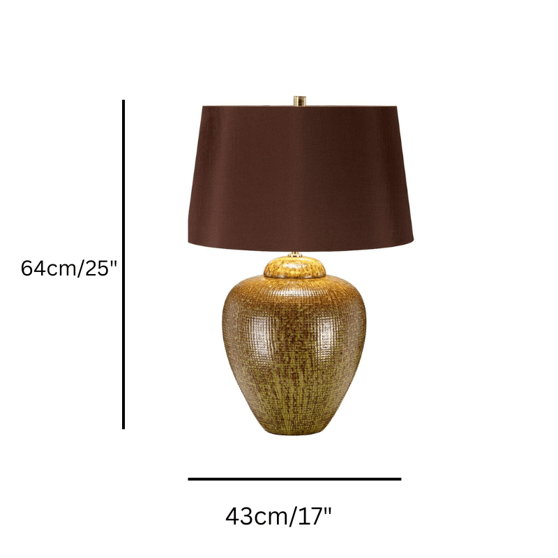 Oakleigh Park Green/Brown Ceramic Table Lamp Elstead size guide