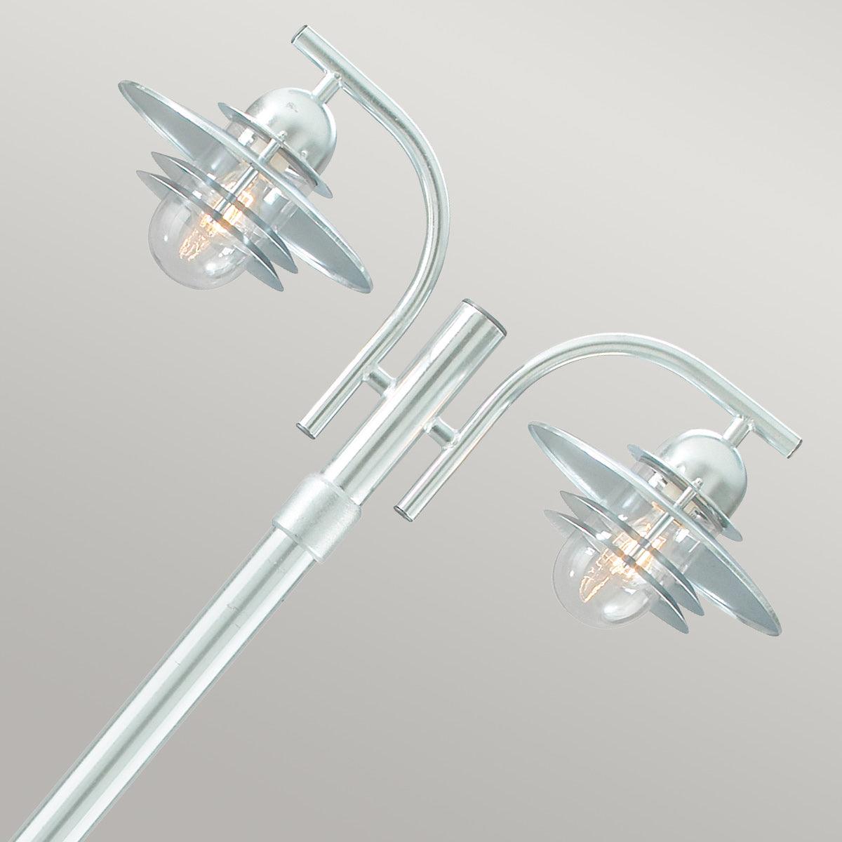 Norlys Oslo 2 Light Galvanized Outdoor Lamp Post