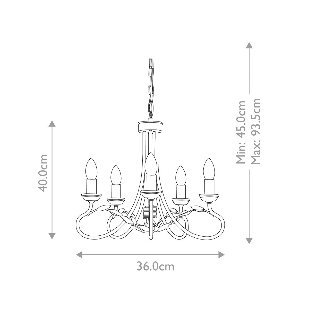 Elstead Olivia Black & Gold 5 Light Chandelier