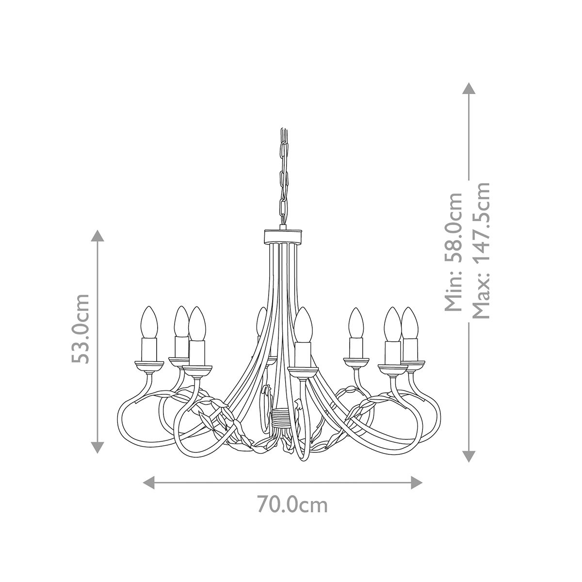 Elstead Olivia Ivory & Gold 8 Light Chandelier