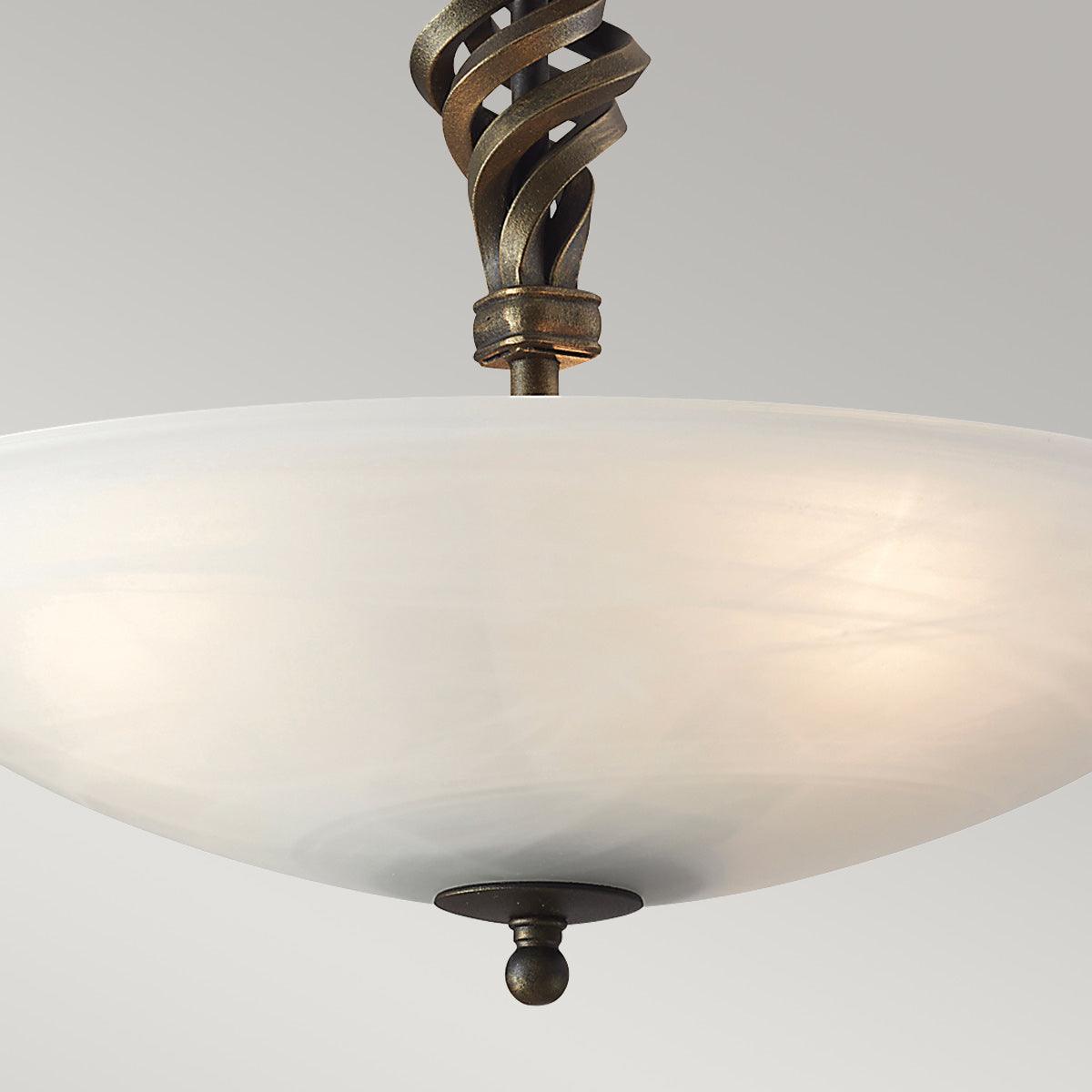 Pembroke 3 Light Semi-Flush Black/Gold Ceiling Light