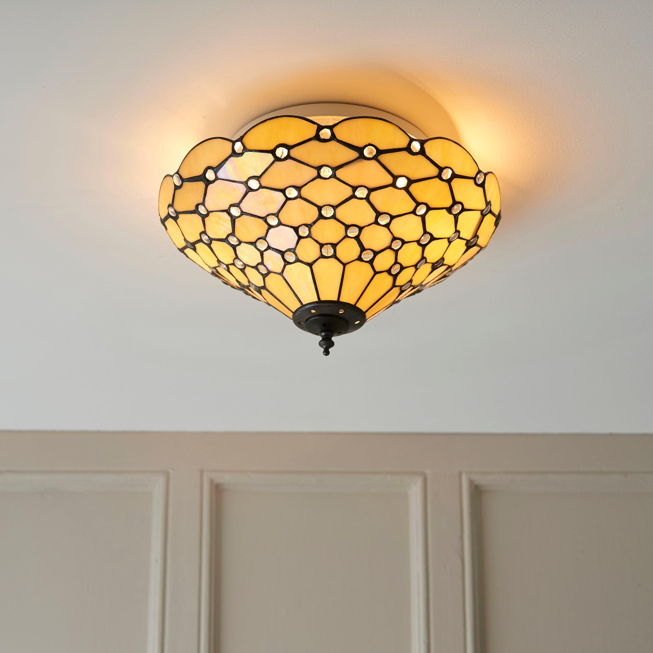 pearl tiffany flush ceiling light 70242 Hallway Lighting Image