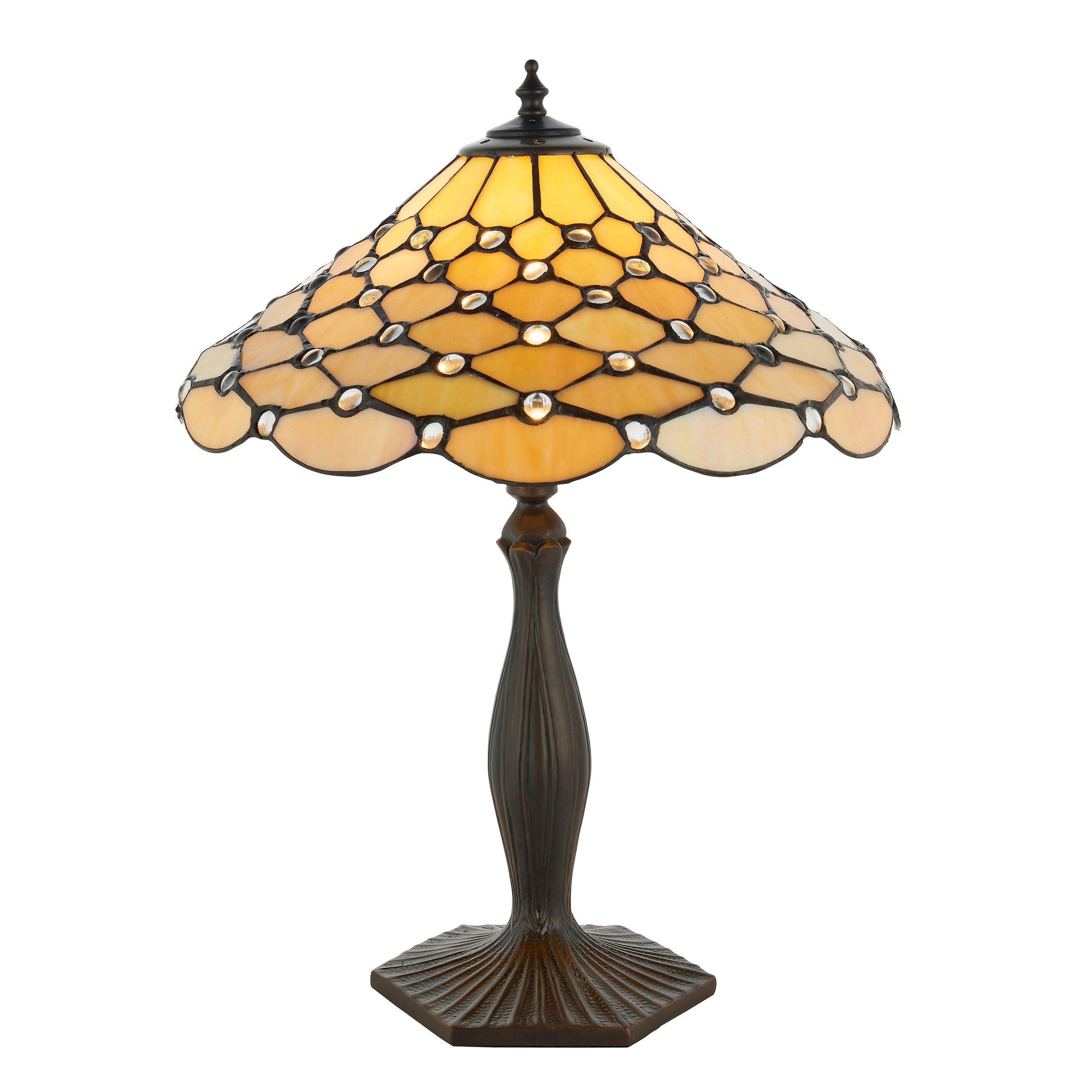 pearl tiffany table lamp Bedroom Lighting lit image