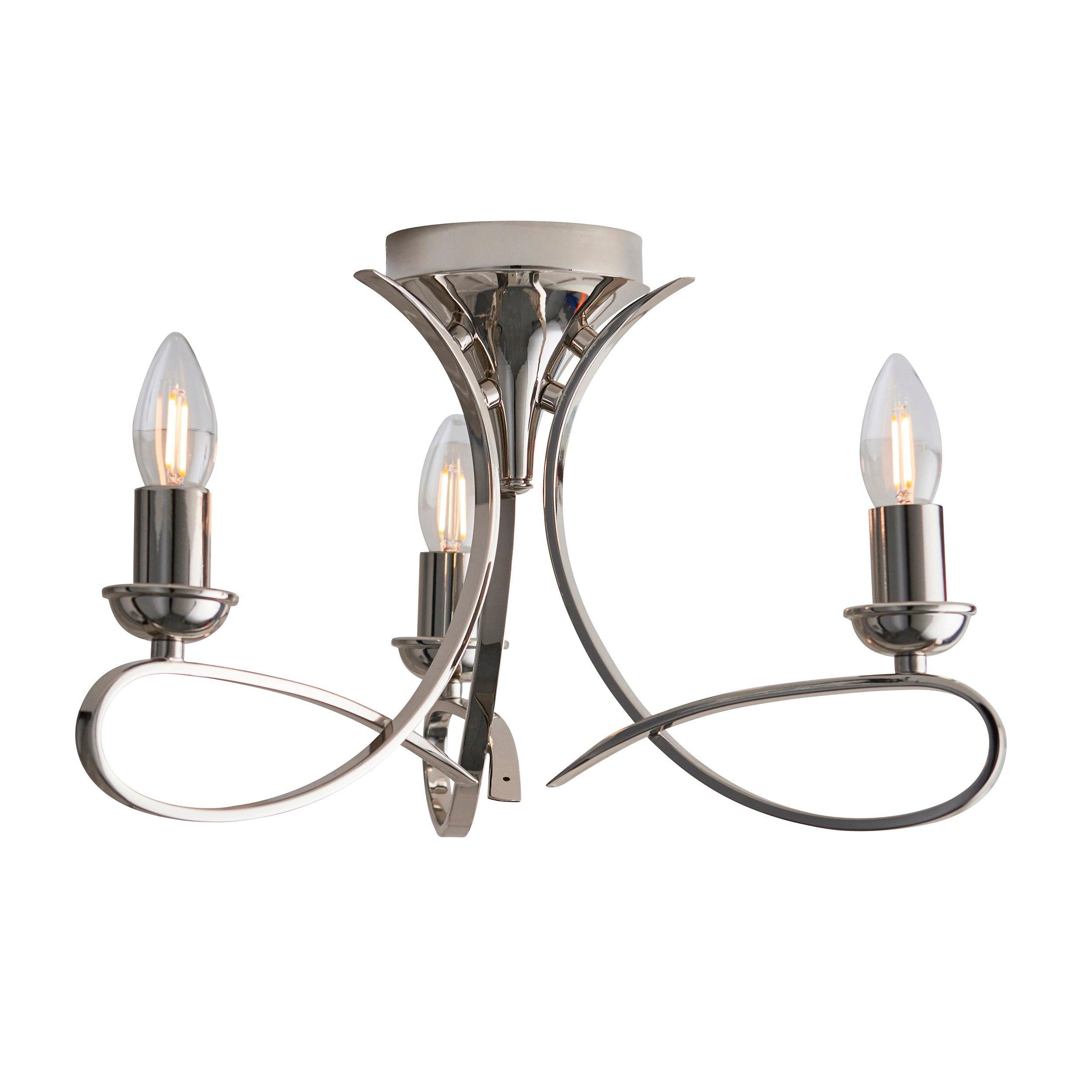 Traditional Flush & Semi Flush Ceiling Lights - Penn 3 Light Polished Nickel Finish Semi-Flush Light CA7P3N Living Room Image 13